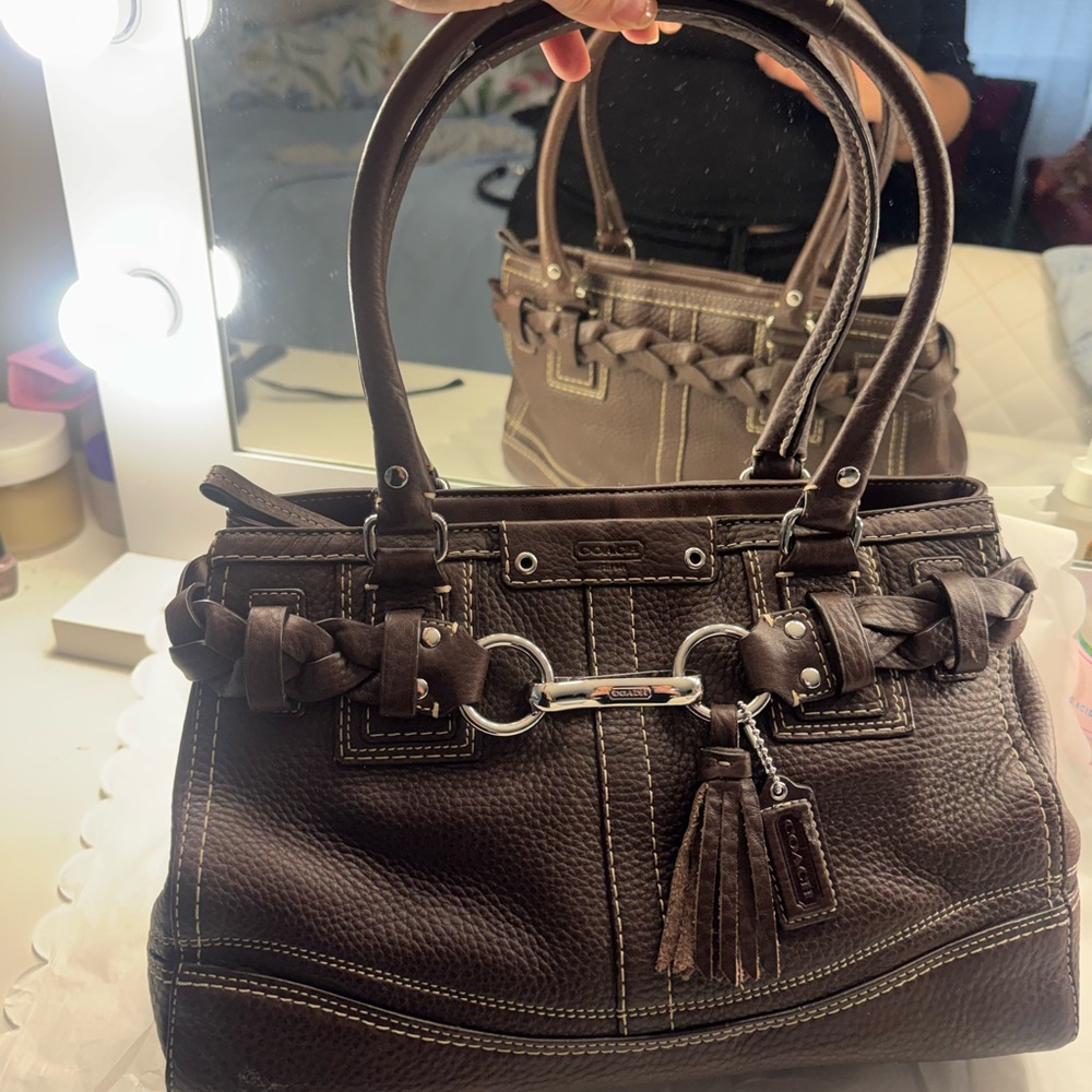 Coach Dark Brown Hampton Leather Satchel